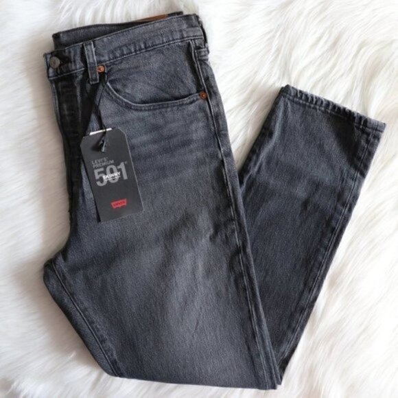 NEW Levi's 501 High Rise Skinny Dark Grey Cropped Jeans Size 32 - Picture 3 of 6